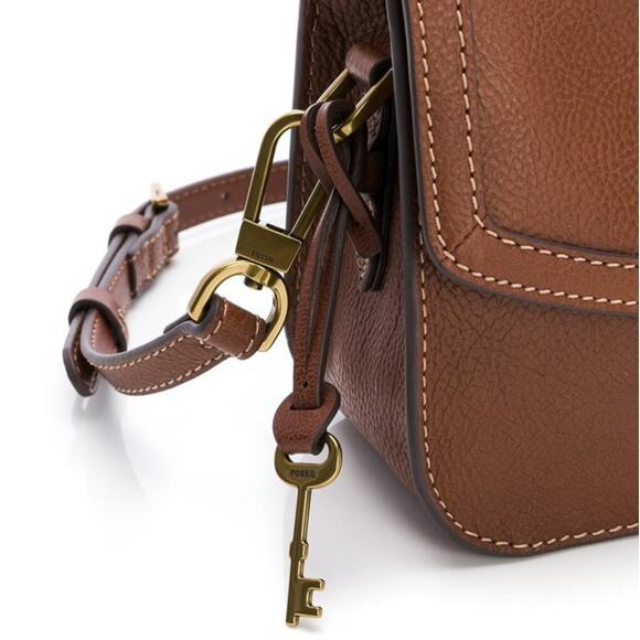 Fossil AINSLEY SMALL CROSSBODY Leather Shoulder Bag Purse Medium Brown NWT $195 - Picture 3 of 9